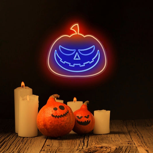 Calabaza halloween calabaza neon decorativo. Decoración para Halloween de calaba en luz de neón led.
