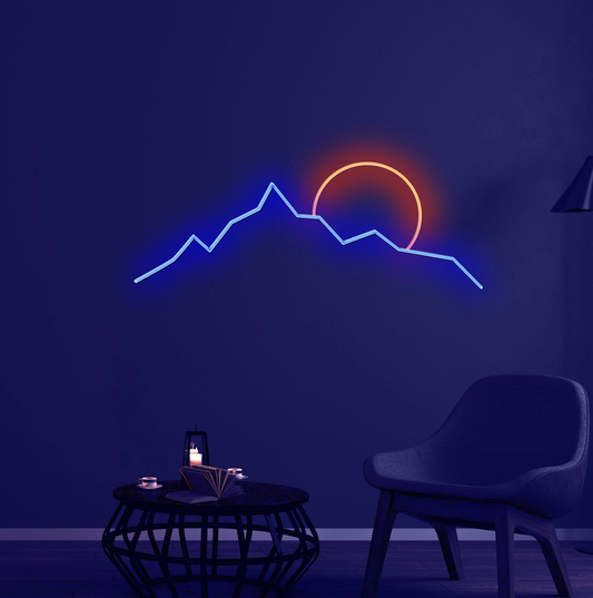 Mountain Skyline Sunset Neon Light