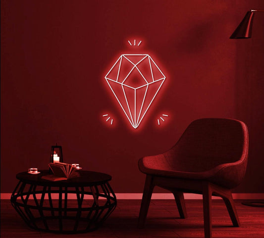 Ruby gemstone decoration neon light design. Decoración rubí. Neon decorativo pared. Wall decor neon light. Dropshipping neon sign europe, free shipping.